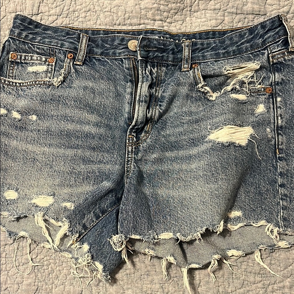 American Eagle Outfitters Blue Distressed Jean Shorts